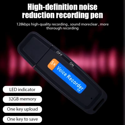 MIni Audio Voice Recorder USB Flash Pen Drive Sound Recording with 32GB Micro SD - Image 1 of 4