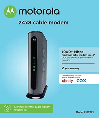 OB Motorola MB7621 Cable Modem 24x8 DOCSIS 3.0 w/ Power Cord Tested FREE SHIP - Image 1 of 4