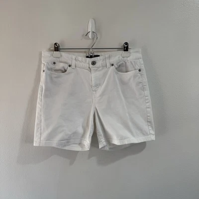 Talbots White Jean Shorts 10 Denim Simply Flattering Stretch Mid Rise 6" Inseam - Image 1 of 4