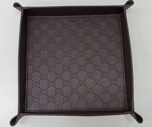 GUCCI Valet Tray braun Guccissima Leder Schmuckkästchen eckig 25 cm Italy - Bild 1 von 8
