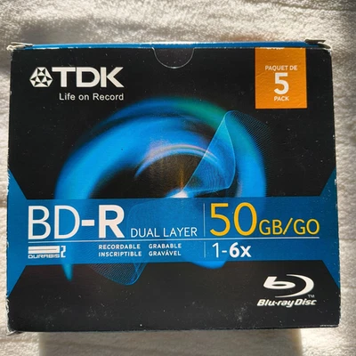 5 TDK Blu-ray BD-R 6x 50 GB - Disco Blu Ray de alta capacidad Foto 1 de 3