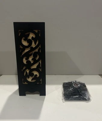 Asian Table Lamp Handmade Wood Desk Thai Oriental Shades Light - Base Sealed - Image 1 of 4