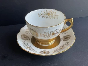Platillo de taza de té Coalport Bone China Gold Chintz - Imagen 1 de 7