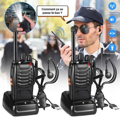MARKENLOS 2x Baofeng Walkie Talkie Handfunkgerät mit Headset UHF Sprechfunkgeräte BF-888S