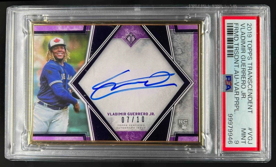 2019 Topps Transcendent Vladimir Guerrero Jr. Auto RC Purple #7/10 PSA 9 - Image 1 of 2