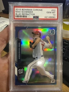 Bowman Chrome Blue Refractor 2015/150 Max Scherzer PSA 10 - Imagen 1 de 2