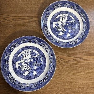 Homer Laughlin Blue Willow USA 9.75” Dinner Plate Set Of 2 Plates # G 42 N 6 - Picture 1 of 6