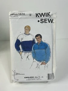 Sweatshirt Mens Size S-XL CUT to XL Pattern 1674 Vintage 80s Loose Zip Pocket - Picture 1 of 2