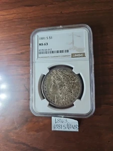 1881-S TONER Morgan Silver Dollar , NGC MS-63, Vibrant, Raspberry Toner - Picture 1 of 7