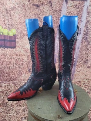 Men's Cowboy Western Boots Exotic Handmade Tony Lama Firewalker Teju Lizard 9 EE - Image 1 of 4