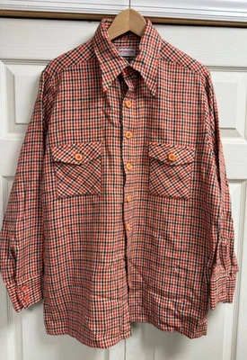 Camisa De Colección McGregor Lana Pata de Gallo Abotonada XL 17 1/2 Verde Naranja Blanco Foto 1 de 4