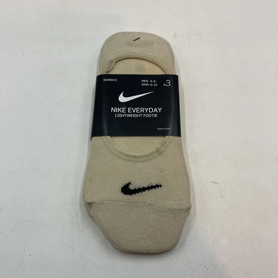 Women's Nike Everyday Lightweight Training Footie Socks - 3 Pair SX4863-160 Bei