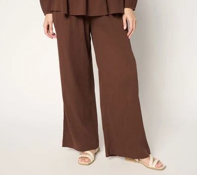 LOGO by Lori Goldstein Women's Plus Sz Pants 1X Beach to Street Brown A692506 - Image 1 of 4