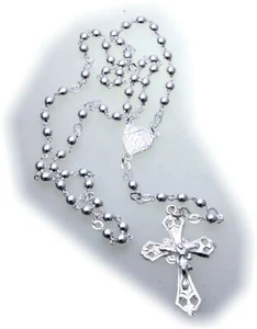 Collar Rosario Collar Cruz con Jesús Plata 800 con Bola 42 cm Unisex - Imagen 1 de 2