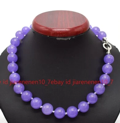 Bonito collar anudado de cuentas redondas de piedras preciosas de topacio púrpura hecho a mano de 8/10/12 mm 18" Foto 1 de 4