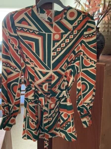 VINTAGE DAMEN JOAN LESLIE BY KASPER LANGARM SCHÄRPE BLUSE GR. M - Bild 1 von 11