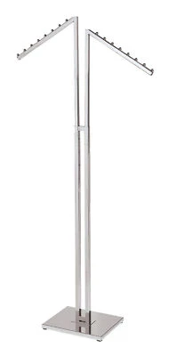 Perchero Dos Vías 2 Brazos Inclinados Ropa Prenda Venta al por menor Exhibición Cromo 72" Foto 1 de 4