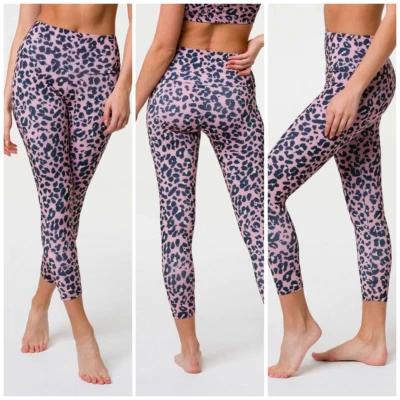 Legging Onzie Midi tiro alto XS rosa guepardo estampado leopardo nuevo esposa de la mafia Foto 1 de 4