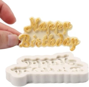 Happy Birthday Letter Silicone Fondant Molds, 2Pcs Pretty Decorating Tool DIY - Picture 1 of 7