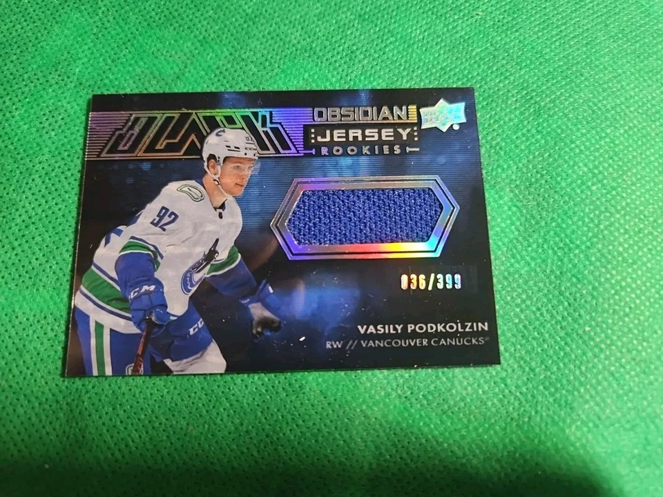2021-22 UD SPX VASILY PODKOLZIN BLACK OBSIDIAN ROOKIE JERSEY/399 CANUCKS - Image 1 of 2
