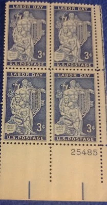 US 3 Cent Labor Day 1956, Scott #1082 Block Of 4 Stamps, XF/MNH. - Image 1 of 4