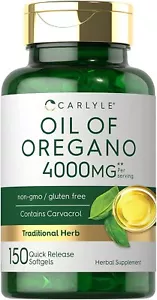 Oregano Oil 4000 mg 150 Softgel Capsules | Contains Carvacrol | by Carlyle - Picture 1 of 7