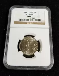 2009 D SMS 25c Puerto Rico Quarter- NGC MS67 - Picture 1 of 2