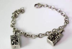 Hermoso Brazalete Dije Plata Esterlina con 2 Dijes Caja de Oración 7.5" - 5191 - Imagen 1 de 1