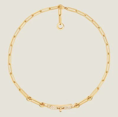 NUEVO EN CAJA Hermes Kelly Chaine Doble Cadena/Gargantilla Collar Diamantes Oro Amarillo Foto 1 de 4