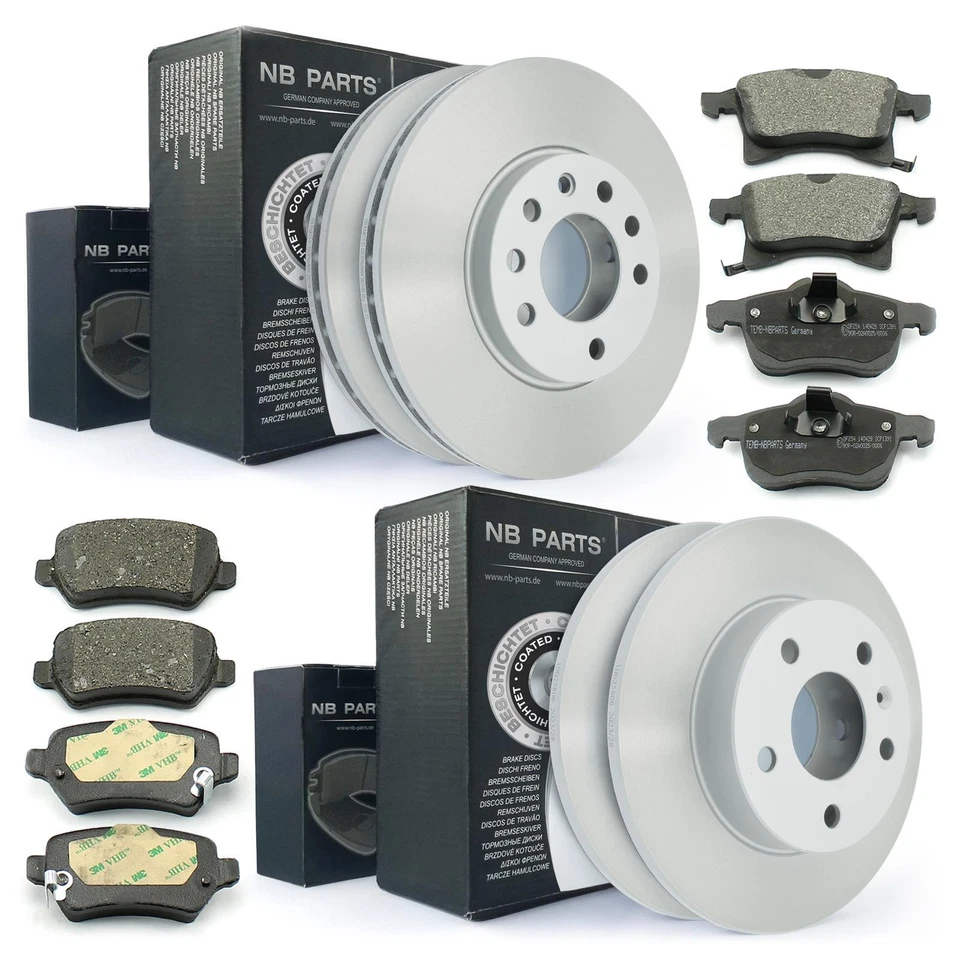 Bremsscheiben + Bremsbeläge vorne hinten für Opel Astra H Combo Meriva Zafira B - Bild 1 von 2