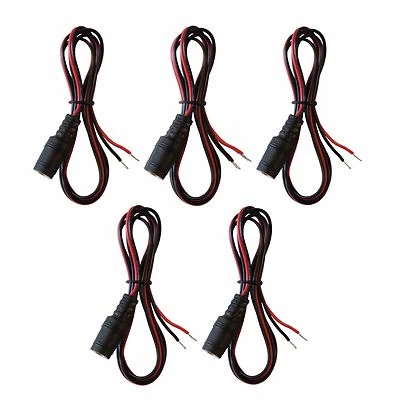 5 pack 3ft 12V 9V 2.1mm x 5.5mm DC female jack to open bare wire Adapter Cables - Image 1 of 2