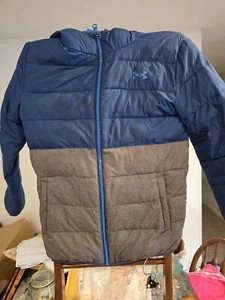 Youth Large Gray And Blue Warm Under Armour Winter Coat Jacket Great Condition - Picture 1 of 12