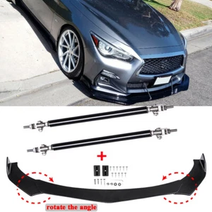 Difusor divisor de labios delantero negro + puntales para Infiniti Q50 Q60 Q70 - Imagen 1 de 11