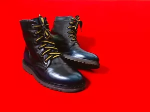 MARC JACOBS Men Navy Blue Leather Lace Up Boots US 9 / EU 43 / UK 8 Combat Shoes - Picture 1 of 14