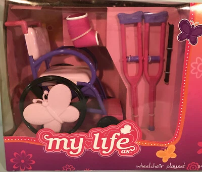 Nuevo Juego My Life como Silla de Ruedas Muñeca Accesorios Kit Pegatinas Muletas Fundidas Foto 1 de 4