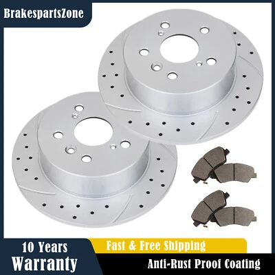 Pastillas de rotores de freno traseros aptas para Toyota Rav4 Lexus HS250H frenos ranurados perforados Foto 1 de 4