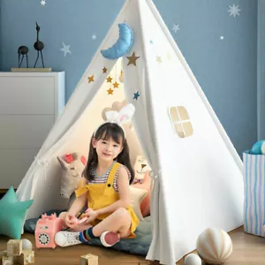 Tipi Zelt Indianerzelt Wigwam Kinder Set Holz Stangen Spielzelt Draußen Drinnen· - Bild 1 von 9