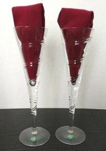 Shannon by Godinger 24% Lead Crystal Spiral Champagne Flutes Pair New WO/Box - Picture 1 of 4