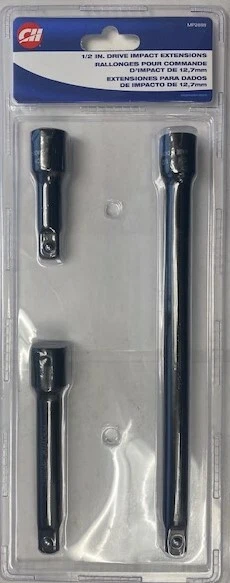 Extensões de impacto de unidade CAMPBELL HAUSFELD MP2898 1/2" 3 peças. 3" 5" 10" - Imagem 1 de 1