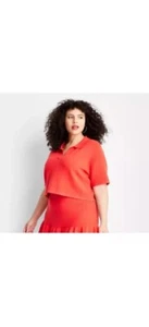 Women's Short Sleeve RED Polo Top - Future Collective x Jenee Naylor 2X NWT - Picture 1 of 6