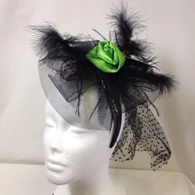 Diadema Disfraz Día de Muertos Pluma Rosa Negra Halloween Juegos con disfraces Vestir Foto 1 de 4