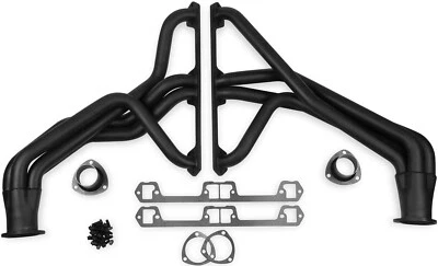 FLOWTECH FENDERWELL HEADERS,304 V8,3",BLACK,FITS 72-74 JEEP CJ5,6,7 - Image 1 of 4