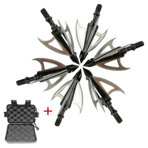 6pcs Blade Arrowheads Crossbow Hunting Tips Broadheads Box Archery Arrow Points - Picture 1 of 9