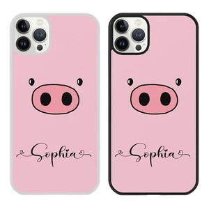 Personalised Name CUTE PIGGY FACE Phone Case For iPhone Samsung Kawaii Gift Idea - Picture 1 of 7