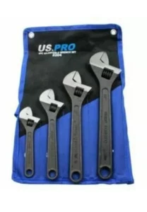 US PRO 4pc Adjustable Wrench/Shifting Spanner Set 6'' 8'' 10'' 12'' 2204 - Picture 1 of 3