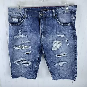 Carbon Freedom Flex Very Distressed Blue Denim Shorts Size 36 Waist - Bild 1 von 11