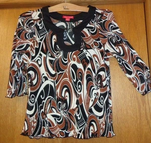 Woman's sz XL - Black print TOP - Zoey & Beth - BLOUSE - Crinkle fabric - SHARP - Picture 1 of 3