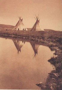Edward Curtis At the Water's Edge Piegan 1910 17"x 22" Archival Art Print - Picture 1 of 1