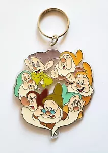 Vtg. 80's BRABO Disney Store Snow White and Seven Dwarfs Keychain Stained Glass - Picture 1 of 5