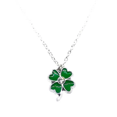 Collana donna QUADRIFOGLIO Verde con cristallo no swarovski Portafortuna Regalo - Immagine 1 di 4